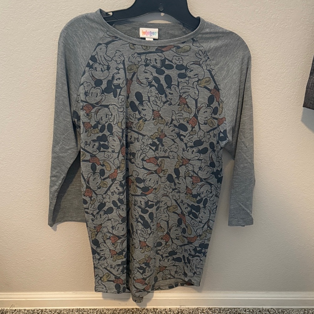 Disney Mickey Mouse Women’s  3/4 Length Baseball tee - Gray